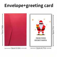 1 Set Secret Santa Card Set With Envelopes - Self-Sealing Blank Christmas Cards, Suitable For Parties, Weddings, Birthdays - With Name/Message Space, Perfect For Anonymous Fun Gift Exchange ( Design) - Sets - View 2