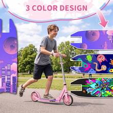 Commugo Kick Scooter For Kids Ages 6+, Teens And Adults, Adjustable Height, Folding, Large Wheels, Anti-Shock Suspension, For Boys And Girls - Watermelon Pink - View 2