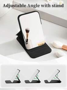 Foldable PU Makeup Mirror, Mini Portable Handheld Travel Mirror, Leather Pocket Mirror, Princess Style Mirror Suitable For Student Dorm, Makeup Accessory, Essential Travel Makeup Tool. Suitable As Gift For Women, Parents, Teachers, Halloween, Christmas, Holiday Essential - Black - View 12