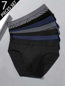 7pcs Tight Sports Triangle Shorts, Solid Color High Elasticity, Can Be Used As Men's Sports Underwear - Multicolor - View 2