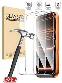 3-Pack Ultra Durable Full Screen HD Tempered Glass Screen Protector, Compatible With IPhone 18 Pro/18 Pro Max/17/17Pro/17Air/17Pro Max, 16/16Pro/16Plus/16Pro Max, 15/15Plus/15Pro/15Pro Max, 14/14Plus/14Pro/14Pro Max/13/13Pro/13Pro Max/12/11/11Pro/11Pro Max. Anti-Scratch, Anti-Shock, Anti-Fingerprint, 9H Hardness, Easy Installation. - Clear - View 38