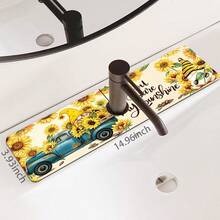 1pc Thanksgiving Floral Pattern Rubber Faucet Splash Guard, Bathroom Faucet Splash Pad, Mud Guard, Moisture-Proof Anti-Slip Faucet Pad, Kitchen Countertop Accessory. Protect Your Kitchen Countertop. - Multicolor - View 14