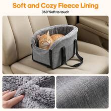Senmeo Pet Car Booster Seat,Plush Lined Pet Car Carrier With Fixed Buckle And Bottom Straps,Storage Pocket & Cushion For Small Dog Cat Road Trip Pet Travel Carrier - Gray - View 6
