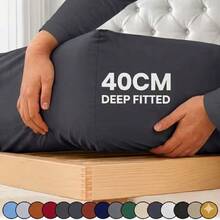 H&R Extra Deep Fitted Sheet 40 Cm (16 Inch) Pocket Soft Brushed Microfiber Mattress Bed Sheet Breathable, Shrink & Fade Resistant All Around Elastic, Machine Washable Sheet For Home Bedroom - Charcoal - View 6