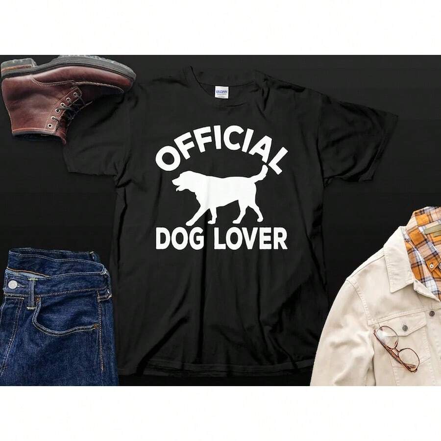 Official Dog Lover Shirt, Dog Mom Gift, Pet Owner Tee - 黑色 - 查看 1