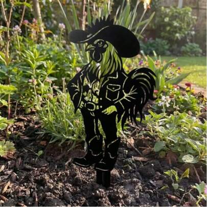 1pc Rooster Garden Stake - Classic Design Pet Memorial And Yard Decor, Battery-Free, Perfect For Country Garden