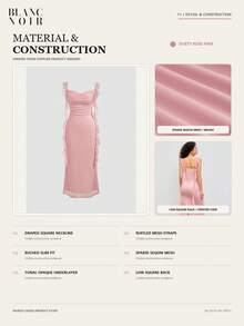 Light Green| Women's Elegant Light Green Sequin Mesh Ruffle Trim Bodycon Maxi Dress - 粉紅色 - 查看 10
