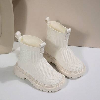 1 Pair Kids Boots, New Autumn/Winter Patterned Woven Design, Lightweight Fashionable And Elegant Children's Boots