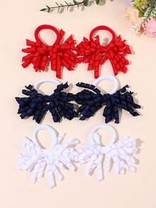 6pcs Halloween Curly Ribbon Bow Hair Ties, Solid Color Decorative Hair Accessories For Girls, Flower Girls, Daily Wear And Party - Multicolor - View 4