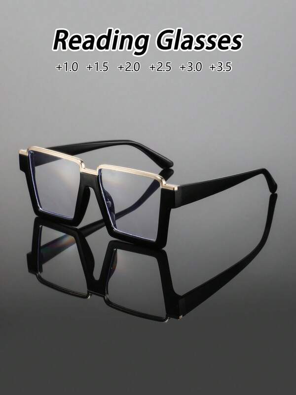 1 Pair Men's Large Frame Fashion Reading Glasses, Elegant Bold Lightweight Luxury Casual Reading Glasses, Suitable For Business Office, Visiting Friends And Family, Daily Wear