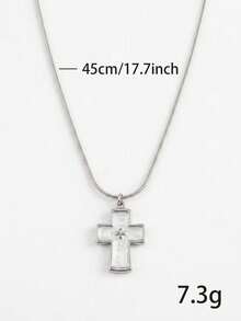 RAYQUEEN 1pc Stainless Steel Vintage Cross Pendant Necklace, 3 Colors, Personalized For Women, Suitable For Daily Wear - necklace - View 9