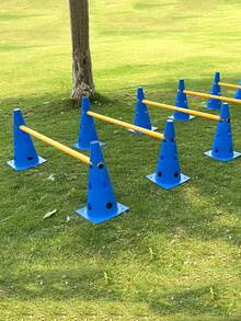 1 Set Football Training Marker Cones With Pole, Sensory Integration Training Cones, Multi-Functional Hurdle Agility Bar, Adjustable - Multicolor - View 4