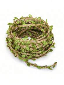 1 PC Hemp Rope – Heavy-Duty And Wear-Resistant Twine With Natural Green Leaf Patterns . Made Of Sturdy Jute Fiber And Designed With Eucalyptus Vines, It Delivers A Strong Cozy Atmosphere.Halloween Decor For Home,Fall Home Decor,Halloween Costumes - Multicolor - View 11