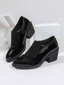 Spring/Autumn Casual Fashion Versatile Chunky Heel Slimming Japanese Style Women's Shoes - Black - View 5