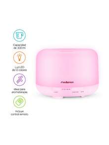 Redlemon Humidificador y Difusor de Aceites Esenciales Luz LED 12 Colores (500ml) - Sin niebla - Ver 2