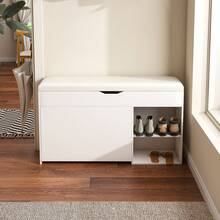Storage Bench White - Entryway/Living Room - MDF 100x30x52cm - White - View 1