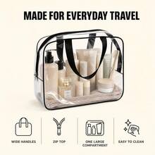 2pcs Transparent Storage Bags With Sturdy Zipper And Large Capacity, Suitable For Travel Toiletries, Clothing, Toys And Home Decor, Transparent Design For Quick Identification, Applicable For Apartment, Home, Travel And More - Multicolor - View 3