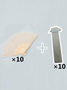 20/10/2/1pc Silk Hand Fan, Decorative Solid Color Fabric Fan, Wedding Gift, Folding Bamboo Fan, DIY Desktop Hanging Ornament - Beige - View 13