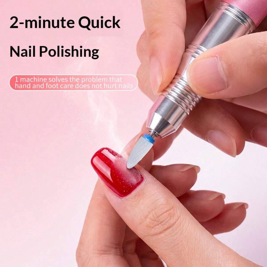 USB Powered Electric Nail Drill, Portable Handheld Nail File Set With Multiple Interchangeable Drill Bits, Suitable For Home Manicure, Nail Surface Shaping And Polishing