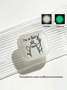 2D Flat Fluorescent Earphone Case With Minimalist Creative Frog Fairy Pattern Compatible With Airpods 4/3/Pro3/ Pro2/Pro, Special Holiday Gifts For Friend And Families - Frosted Transparent - View 2