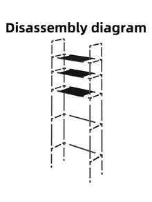 1pc Floor Standing Toilet Storage Rack, Black/White Balcony Storage Shelf, Bathroom Multi-Layer Organizer, Minimalist Washing Machine Rack. Suitable For Bathroom And Balcony. - Multicolor - View 8