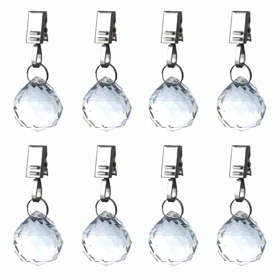 8 Pcs Transparent Acrylic Crystal Outdoor Curtain Weights, Heavy Decorative Drapery Weights, With Anti-Rust Stainless Steel Clip For Curtains, Tablecloths, And Garden Flags - View 1