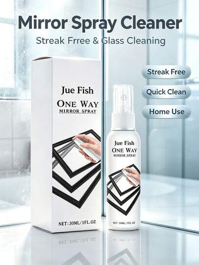 JUE FISH Spray de espejo unidireccional para vidrio de ventana, limpiador de espejo, agente de limpieza de suciedad para baño y inodoro del hogar