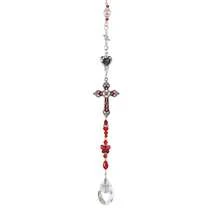 1pc Vintage Carved Metal Cross Crystal Hanging Ornament, Rainbow Sun Catcher Pendant, Suitable For Yard, Home, Bedroom Or Car Rearview Mirror Window Decoration, Faith Gift - Cross Pendant - View 10