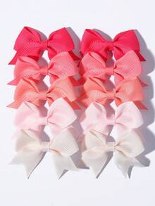 10pcs Assorted Colors Bow Hair Clips, Fashionable Versatile Hair Accessories, Suitable For Back To School Season, Practical And Durable - Hot Pink - View 2