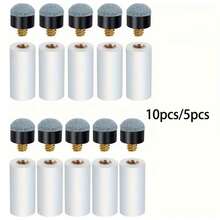 5pcs/10pcs Billiard Cue Tip Replacement, With White Billiard Cue Tip, Threaded Billiard Cue Tip, 12mm (Blue) - White - View 2