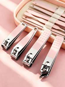 14-In-1 Stainless Steel Manicure & Pedicure Set, Multi-Color Portable Nail Clipper Set, Professional Grooming Tools With Green, Blue, Pink PP Storage Box, Unisex, Suitable For Home And Travel - Multicolor - View 6