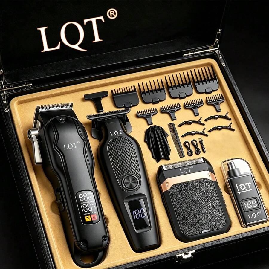 LQT Home Hair Cutting Tools(1/2/4pcs), Mini Hair Clipper Foil Shaver Nose Ear Trimmer, USB‑C Charging, With Guide Combs, Men Beard Grooming Kit For Home Travel, Perfect Father's Day Gift - View 1