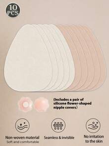 2 Pairs Disposable Breast Lift Tape For B-D Large Bust, Invisible Strapless Backless Self-Adhesive Push Up Sticky Bra For Women (Low Adhesion, Strong Adhesion May Harm Breasts) Includes 1 Pair Of Silicone Flower Nipple Covers - Multicolor - View 14