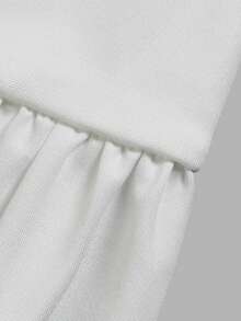 DONICY Women's White Heart Square Neck Long Sleeve Waist Ruffle Hem Bodycon Mini Dress, Slim Elegant Party Dress For Daily Wear, Fall Winter - White - View 5