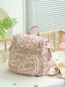 1pc Multifunction Large Capacity Ditsy Floral Mommy Backpack, Can Be Hung On Stroller - Multicolor - View 10