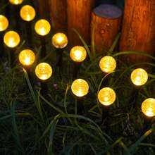 Cozy Cottagecore Textured Bubbled Glass Solar Pathway Stake Lights Waterproof Warm Glow Outdoor Garden Patio Lawn Decoration - Black - View 10