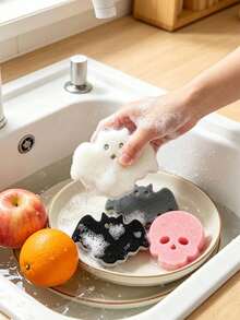 16pcs/Set Halloween Theme Kitchen Cleaning Cloths, Multi-Purpose Kitchen Sponges, Suitable For Cleaning Frying Pans And Tableware, Household Kitchen Sponges, Cloths, Cleaning Brushes And Tools - Multicolor - View 2