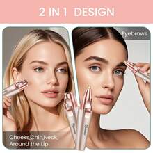 Hatteker 1pc 2-In-1 Electric Eyebrow Trimmer For Women, Portable Eyebrow Shaver And Trimmer, USB Rechargeable Lipstick-Shaped Hair Remover - View 10