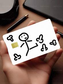 1pc Funny Stickman Official Credit Card Sticker Privacy Protection Card Skin, Funny Prank Holiday Gift PVC Material Anti-Fingerprint Anti-Scratch Wear-Resistant Card Sleeve Skin, Suitable For Chip Cards, Bank Cards, Credit Cards, Transit Cards, Student Campus Cards Personalized DIY - Multicolor - View 9