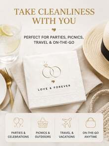 20 Sheets Per Pack "Love & Forever" Paper Serviettes, 5x5 Inch PlacematsThick 3-Ply Absorbent Napkins For Modern Courthouse Ceremonies, Minimalist Church Weddings, Civil Union Receptions, And Elegant Post-Vow Cocktail Hours - Multiple Styles - View 8