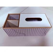 Multifunctional Desktop Tissue Box, Striped Tissue Box, Gold-Edged Tissue Box, Living Room, Dining Room, Kitchen Home Decor, Home Decoration Accessories, Apartment Essentials - Multicolor - View 6