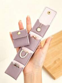 1 buah, Dompet Wanita Lipat, Tempat Perhiasan, Dompet Koin, Organizer Anting dan Kalung untuk Perjalanan, Tas Penyimpanan Kancing Mini, 4 Kompartemen, untuk Perjalanan Sehari-hari - MultiWarna - View 3