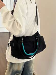 尺寸：36cm*17cm*16cm，可拆卸肩帶，裝飾手繩，便攜/肩背/斜挎，女士時尚，男士休閒，短途旅行 - 彩色 - 查看 1