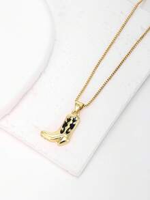 1pc 18K Gold Plated Copper Shoe Shaped Pendant Necklace, Luxury Minimalist Jewelry Gift For Women - Pendant Necklace - View 5