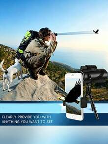 1pc Monocular Telescope High Definition Outdoor Telescope Low Light Night Vision Phone Photography Monocular - Multicolor - View 2