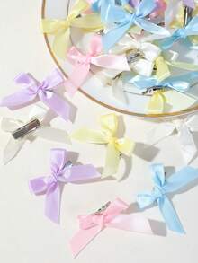 195pcs Spring Color Girls Bow Ribbon Hair Clips Cute Princess Hair Ties High Elasticity Durable Non-Damaging Hair Ropes Hair Bands Towel Rings Women Fashion Five-Point Star BB Clips Versatile Side Clips Alligator Hair Clips Hair Accessories Hair Ornaments Suitable For Daily Use Gift - Multicolor - View 4