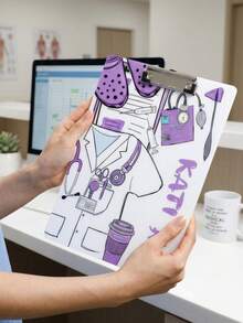 1pc Custom Nurse Name Clipboard, Ideal For Nurses And Healthcare Professionals, A Great Birthday Gift Option, Personalized Folder Featuring Cute Icons, Suitable For Daily Work And Office Use - Multicolor - View 7