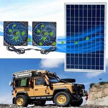 10W Solar Panel Dual Fan Kit, Waterproof Solar Powered Ventilation Fan, DC Cooling Exhaust Fan, Outdoor Solar Vent Fan For Greenhouse, Pet House, Shed, Window, RV, Outdoor Enclosure Circulation Fan - Black - View 8