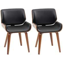 HOMCOM Dining Chairs Set Of 2 Kitchen Chairs With Backrest Vintage Black | Upholstered Chair For Dining Room And Dining Table, Chairs With Wooden Legs, Faux Leather - Black - View 10