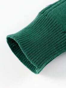1 buah Atasan Rajut Lengan Panjang Minimalis Gaya Vintage Amerika untuk Anak Perempuan Remaja Musim Gugur/Dingin - Dark Green - View 7